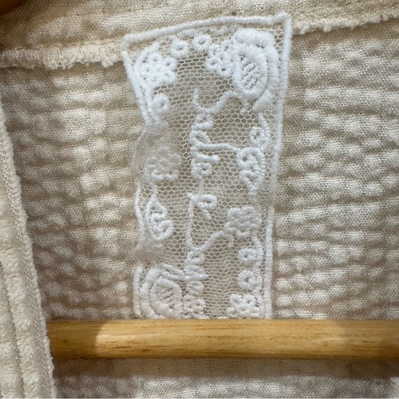 Sadie & Sage Cream Textured Chenille Cropped Zip Hoodie Jacket S Elastic Hem - Picture 5 of 8